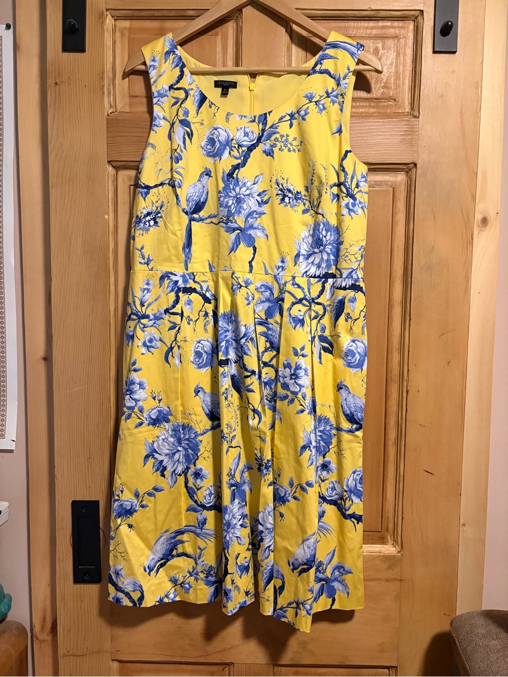 Talbots Yellow Floral Skirt with Blue Botanicals